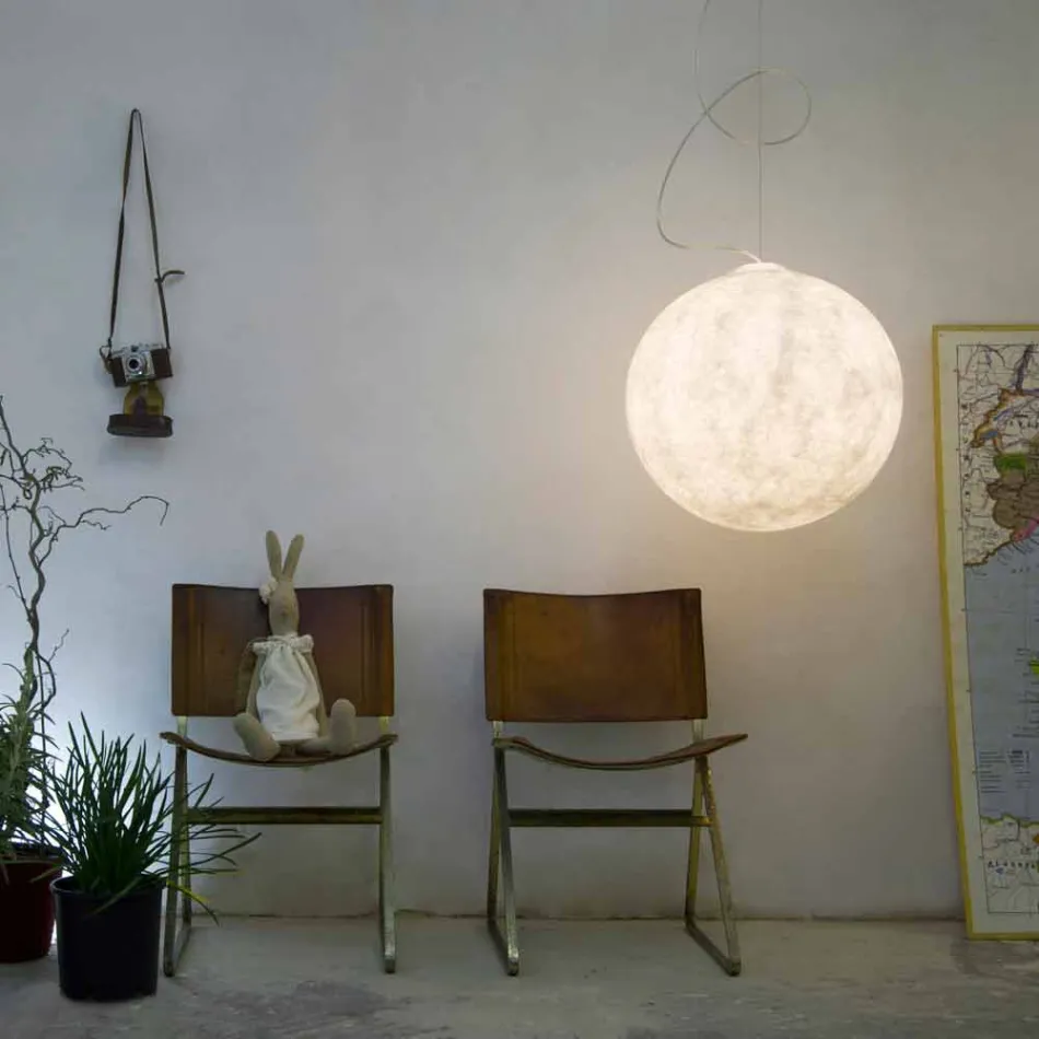 Lampadario di moderno design In-es.artdesign Luna bianco in nebulite Viadurini