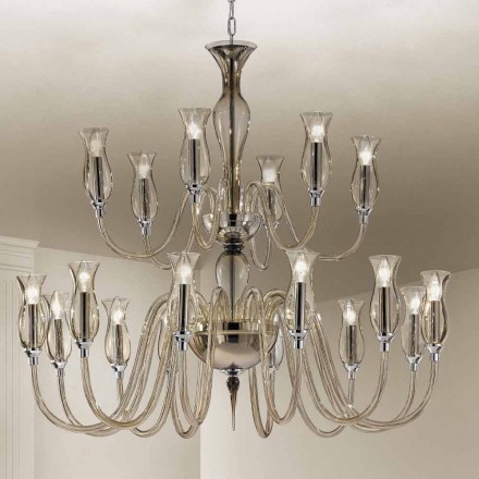 Lampadario Fatto a Mano a 18 Luci in Vetro di Venezia Made in Italy - Vittoria Viadurini