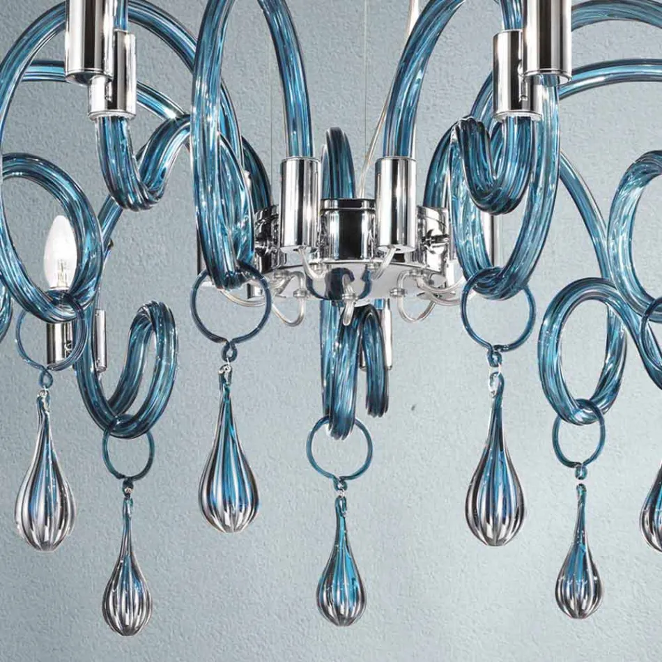 Lampadario Fatto a Mano a 9 Luci in Vetro Veneziano Made in Italy - Bernadette Viadurini