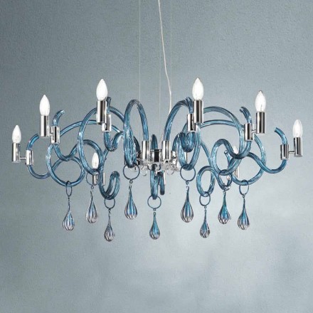 Lampadario Fatto a Mano a 9 Luci in Vetro Veneziano Made in Italy - Bernadette Viadurini