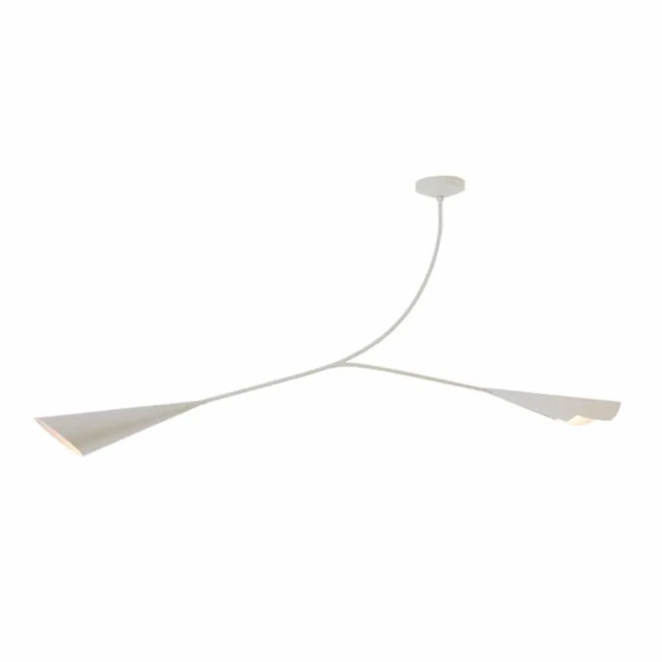 Lampadario in Acciaio Verniciato Bianco Fatto a Mano Made in Italy - Elica Viadurini