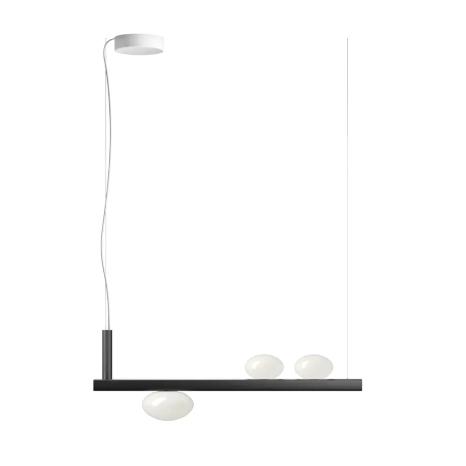 Lampadario in Alluminio e Luce in Vetro Soffiato Bianco - Alma Viadurini