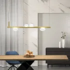 Lampadario in Alluminio e Luce in Vetro Soffiato Bianco - Alma Viadurini