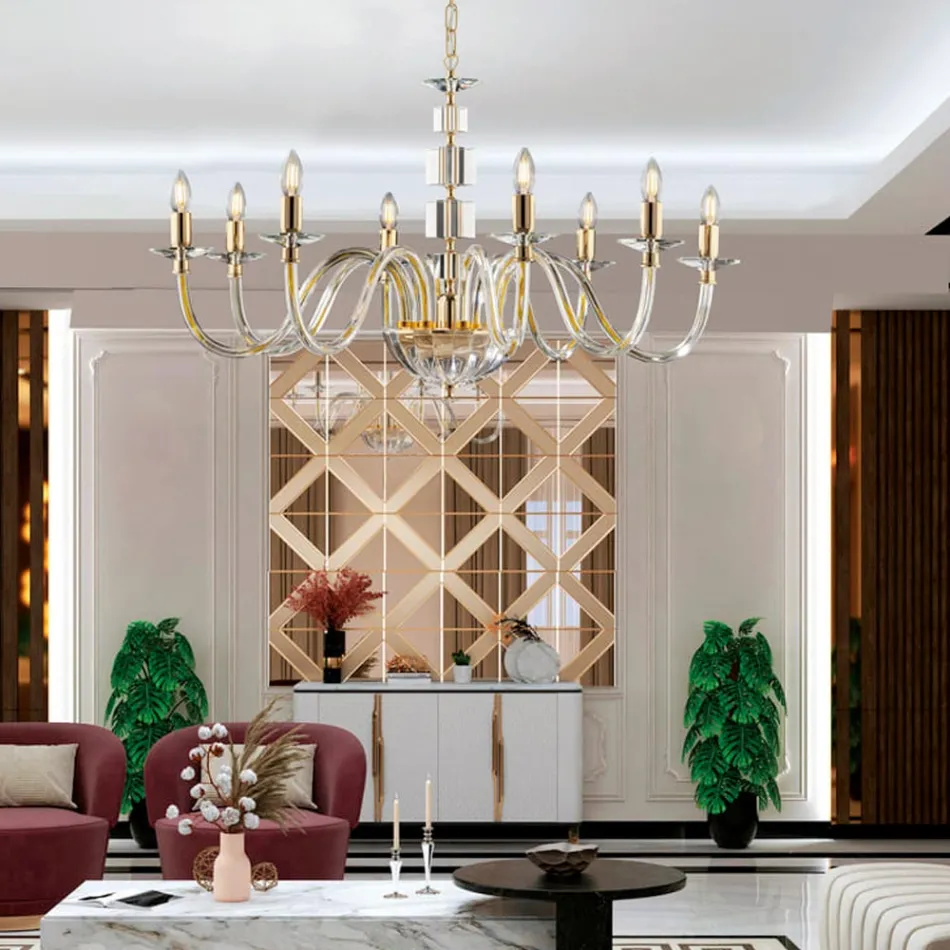 Lampadario in con Vetro e Strass Made in Italy per Arredare L’interno - Innsbruck Viadurini