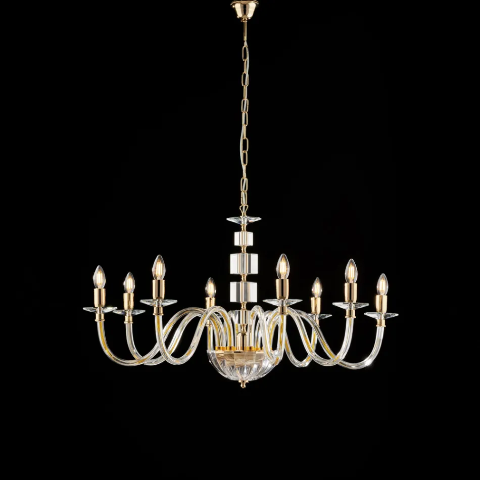 Lampadario in con Vetro e Strass Made in Italy per Arredare L’interno - Innsbruck Viadurini