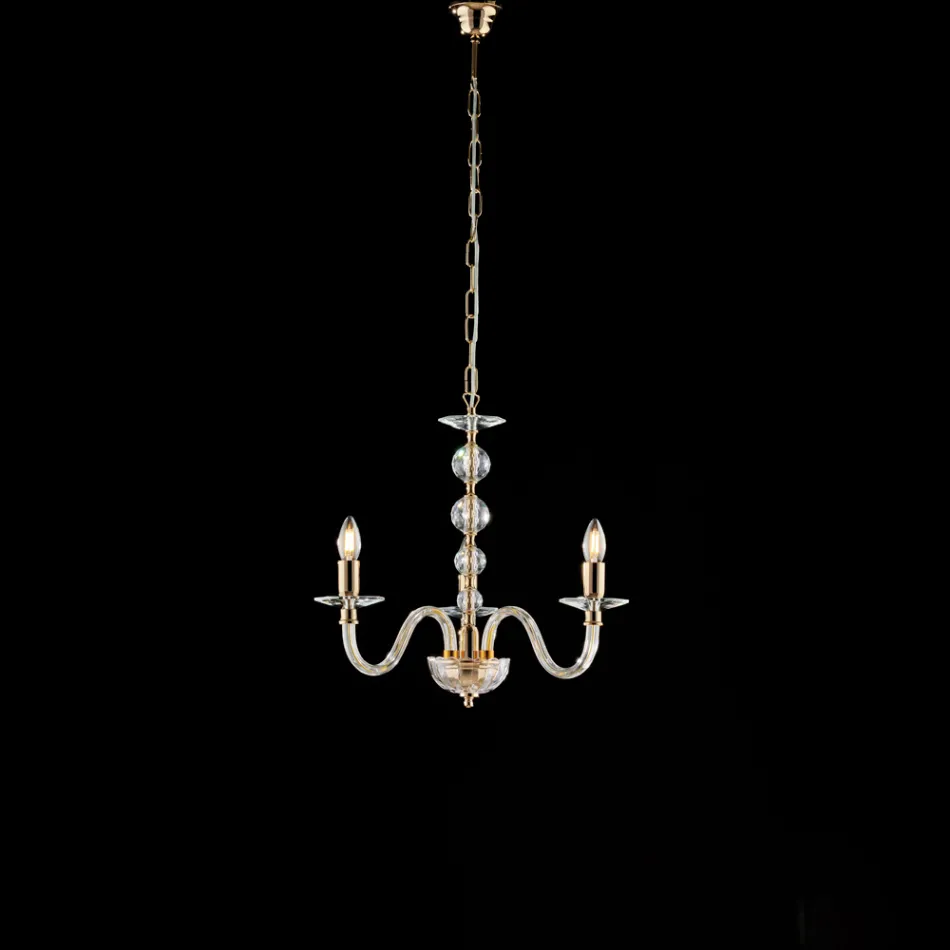 Lampadario in con Vetro e Strass Made in Italy per Arredare L’interno - Madrid Viadurini