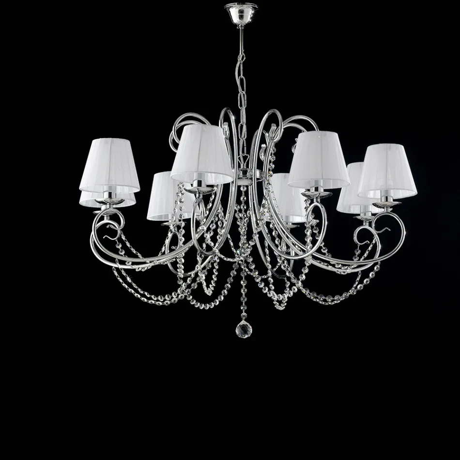 Lampadario in Ferro Cromato con Paralumi Made in Italy per Arredare L’interno - Praga Viadurini