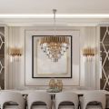 Lampadario in Ferro Dorato con Strass Made in Italy - Parigi
