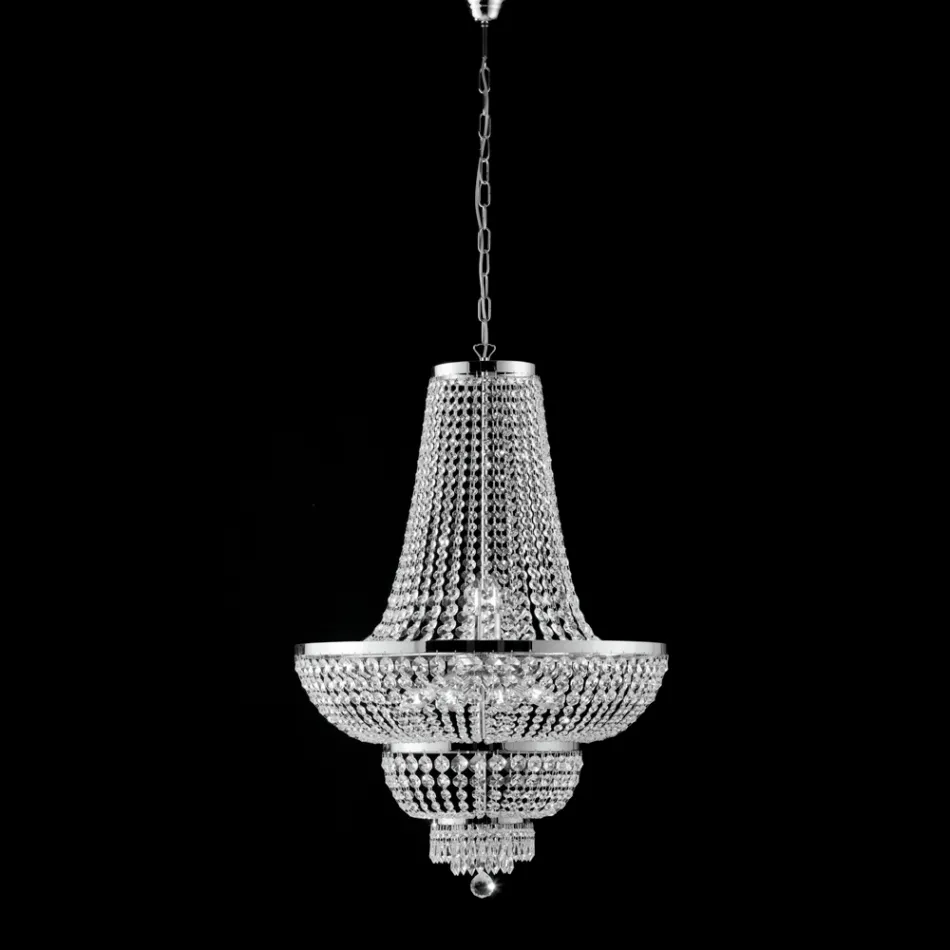 Lampadario in Ferro e Dorato con Strass Made in Italy per Arredare L’interno - Austria Viadurini
