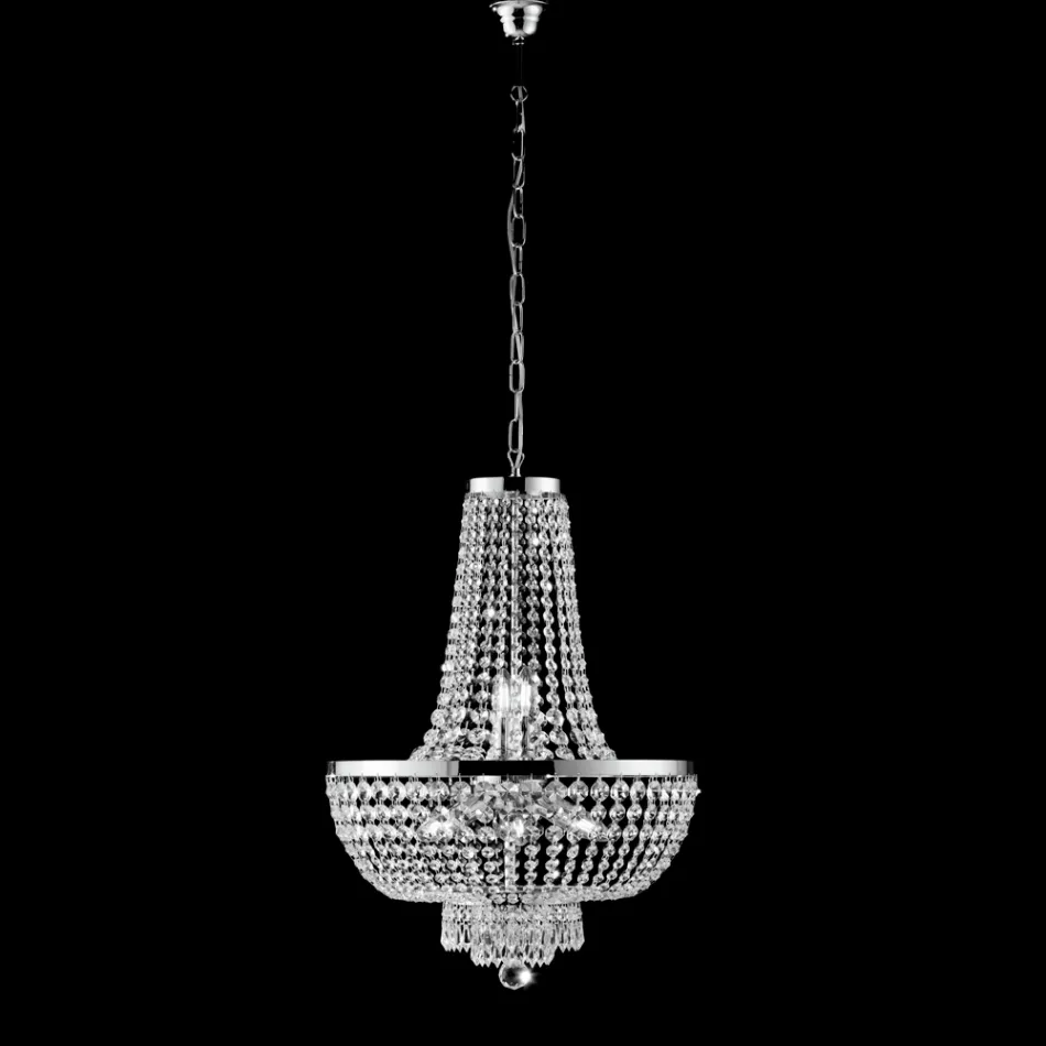 Lampadario in Ferro e Dorato con Strass Made in Italy per Arredare L’interno - Austria Viadurini