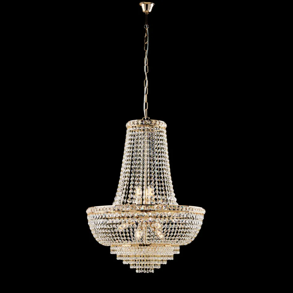 Lampadario in Ferro e Dorato con Strass Made in Italy per Arredare L’interno - Baviera Viadurini