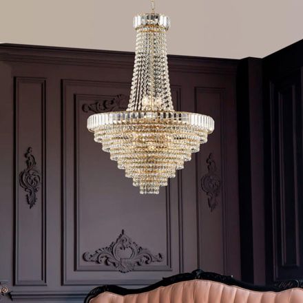 Lampadario in Ferro e Dorato con Strass Made in Italy per Arredare L’interno - Kiev Viadurini