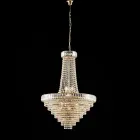 Lampadario in Ferro e Dorato con Strass Made in Italy per Arredare L’interno - Kiev Viadurini
