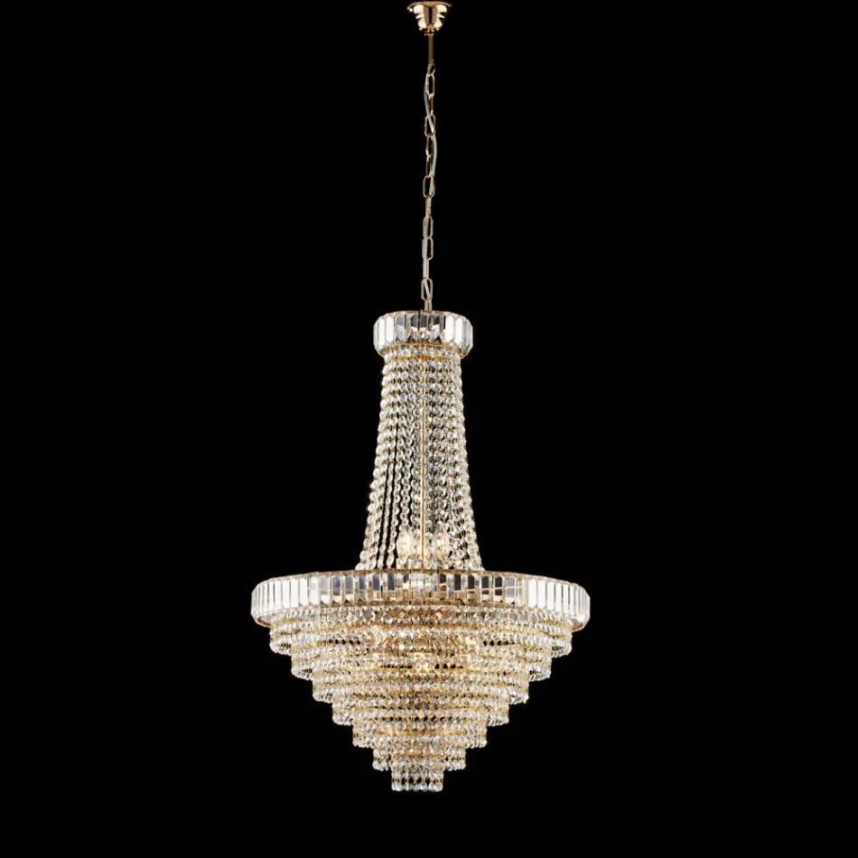 Lampadario in Ferro e Dorato con Strass Made in Italy per Arredare L’interno - Kiev Viadurini