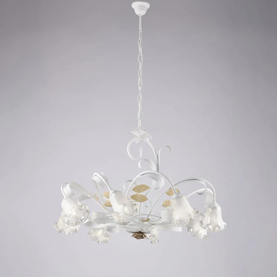 Lampadario in Ferro Laccato Avorio Decape Made in Italy per Arredare L’interno - Marrakech Viadurini