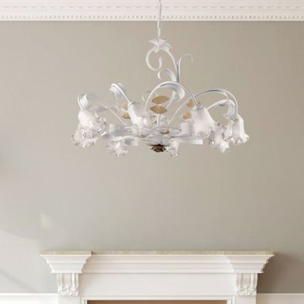 Lampadario in Ferro Laccato Avorio Decape Made in Italy per Arredare L’interno - Marrakech Viadurini