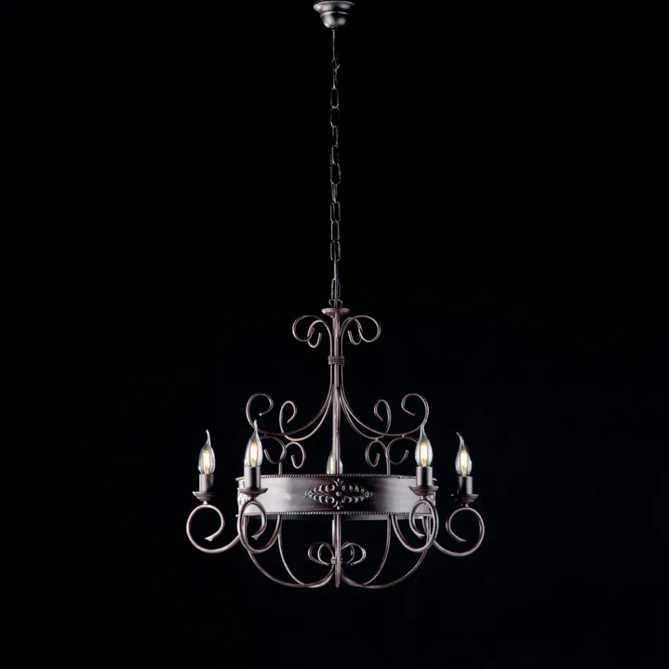 Lampadario in Ferro Laccato e Ruggine Made in Italy per Arredare L’interno - Texas Viadurini