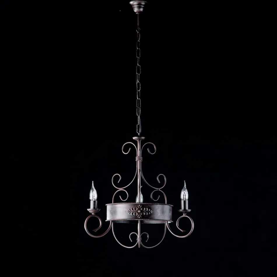 Lampadario in Ferro Laccato e Ruggine Made in Italy per Arredare L’interno - Texas Viadurini