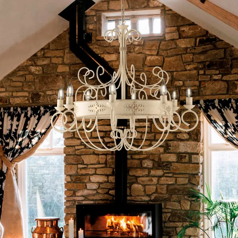 Lampadario in Ferro Laccato e Ruggine Made in Italy per Arredare L’interno - Texas Viadurini