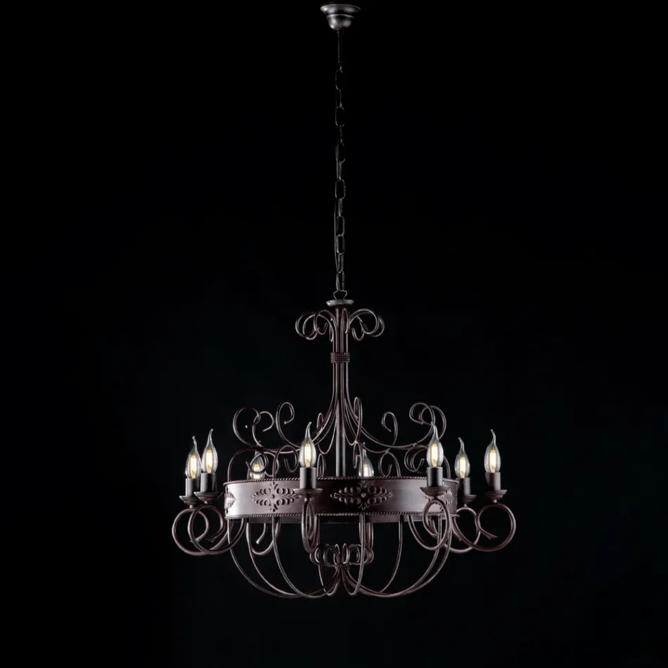Lampadario in Ferro Laccato e Ruggine Made in Italy per Arredare L’interno - Texas Viadurini