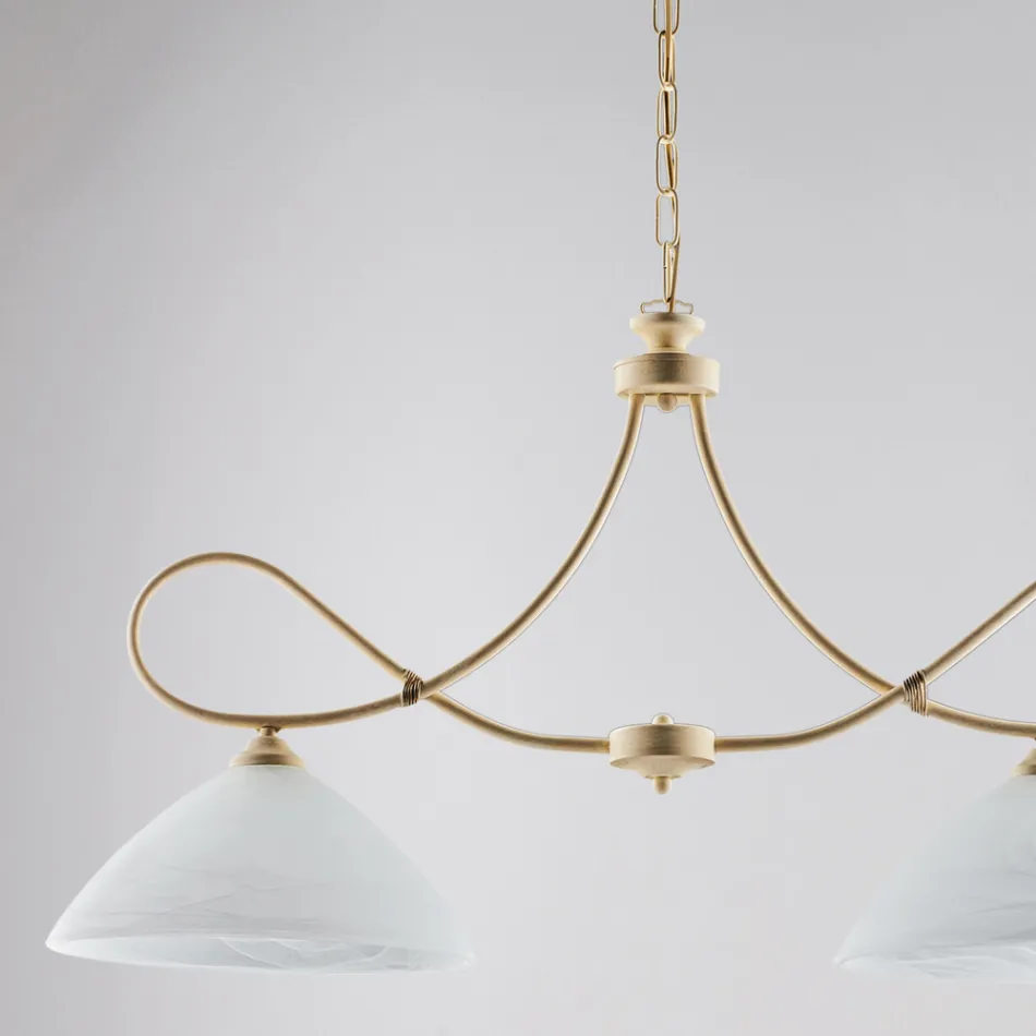 Lampadario in metallo e ceramica bianca per interni eleganti – Eclisse Viadurini