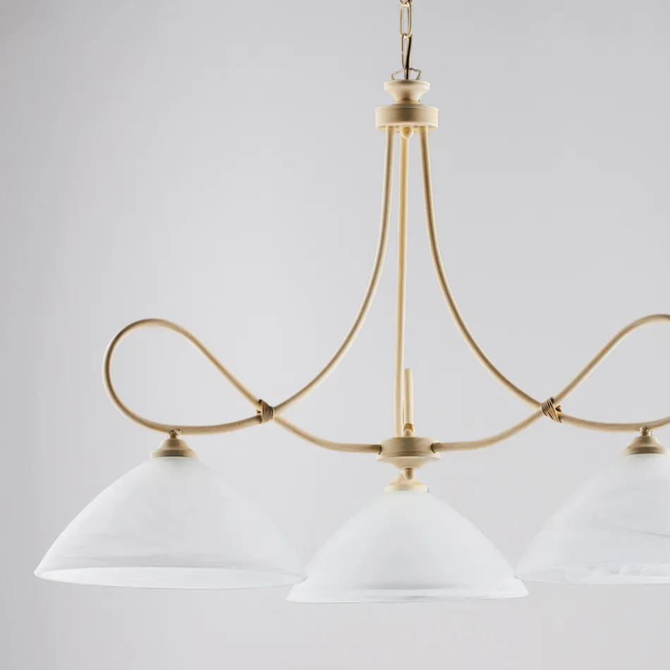 Lampadario in metallo e ceramica bianca per valorizzare gli interni – Eclisse Viadurini