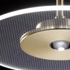Lampadario in Metallo e Diffusore in Plexiglass Micro-Puntinato - Nora Viadurini