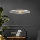 Lampadario in Metallo e Diffusore in Plexiglass Micro-Puntinato - Nora Viadurini