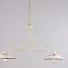 Lampadario in Metallo in Ceramica Bianco 2 Luci per Interni - Polaris Viadurini