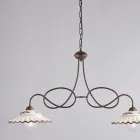 Lampadario in Metallo in Ceramica Bianco 2 Luci per Interni - Polaris Viadurini