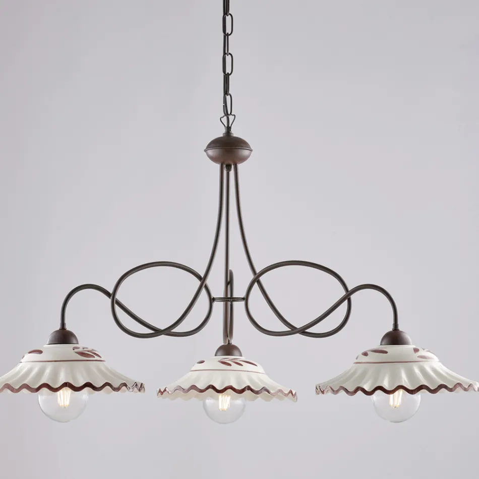 Lampadario in Metallo in Ceramica Bianco 3 Luci per Interni - Polaris Viadurini