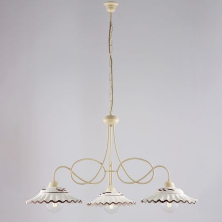 Lampadario in Metallo in Ceramica Bianco 3 Luci per Interni - Polaris Viadurini