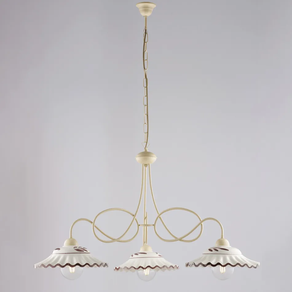 Lampadario in Metallo in Ceramica Bianco 3 Luci per Interni - Polaris Viadurini