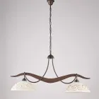 Lampadario in Metallo in Vetro 2 Luci per Illuminazione Interni - Musca Viadurini