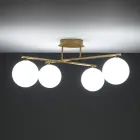 Lampadario in Metallo Oro Metallizzato e 4 Sfere in Vetro Bianco - Venezia Viadurini