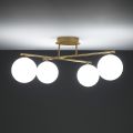 Lampadario in Metallo Oro Metallizzato e 4 Sfere in Vetro Bianco - Venezia