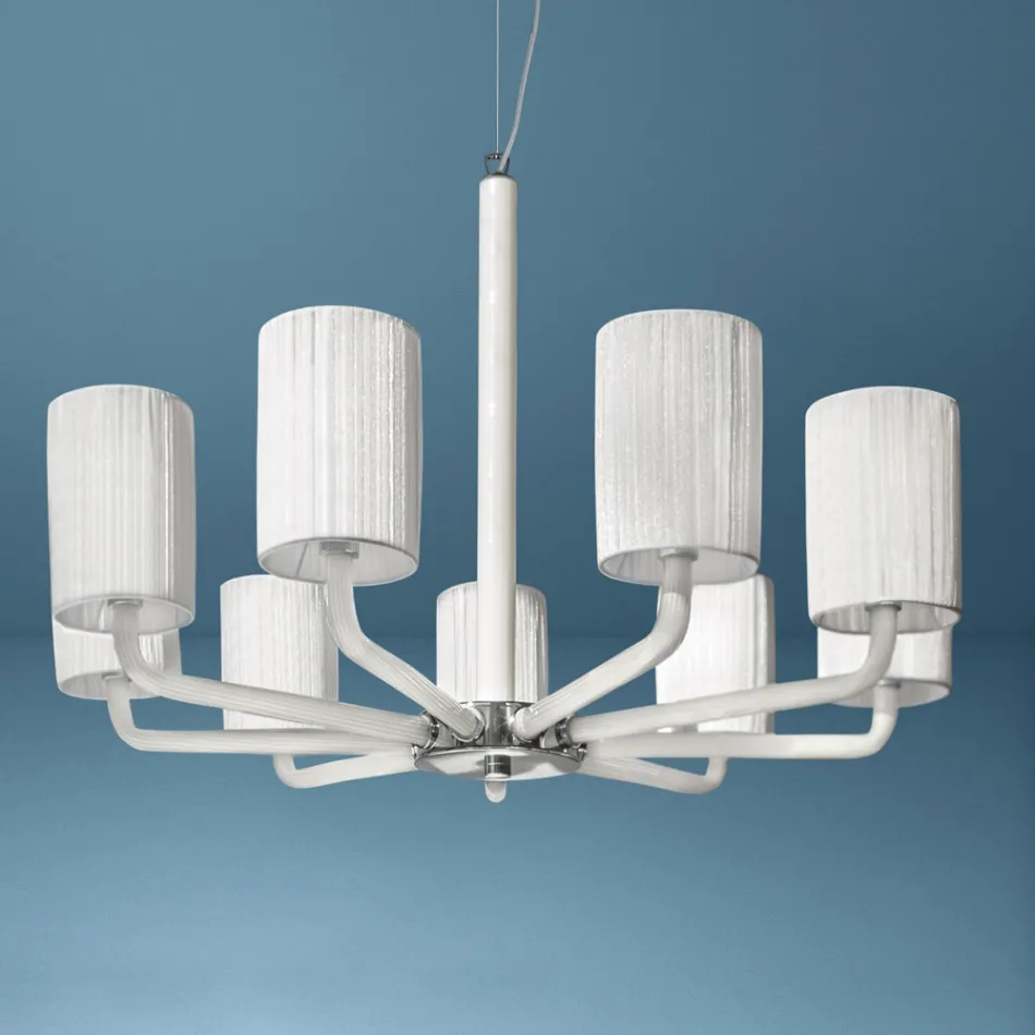 Lampadario in Vetro di Venezia e Metallo Fatto a Mano in Italia - Graham Viadurini