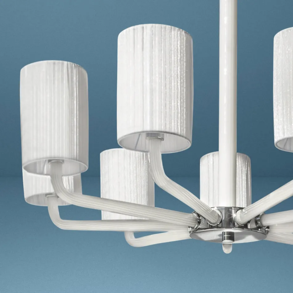 Lampadario in Vetro di Venezia e Metallo Fatto a Mano in Italia - Graham Viadurini