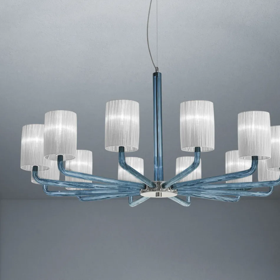 Lampadario in Vetro di Venezia e Metallo Fatto a Mano in Italia - Graham Viadurini