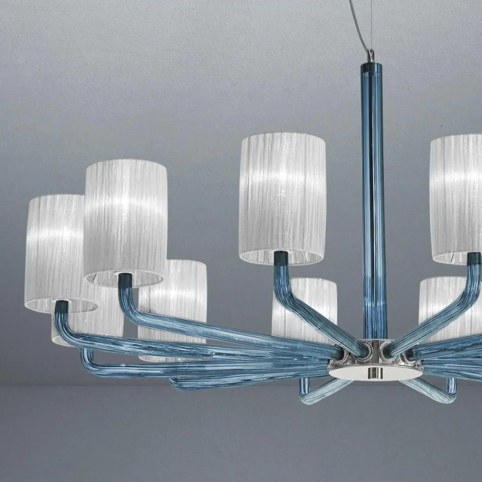 Lampadario in Vetro di Venezia e Metallo Fatto a Mano in Italia - Graham Viadurini