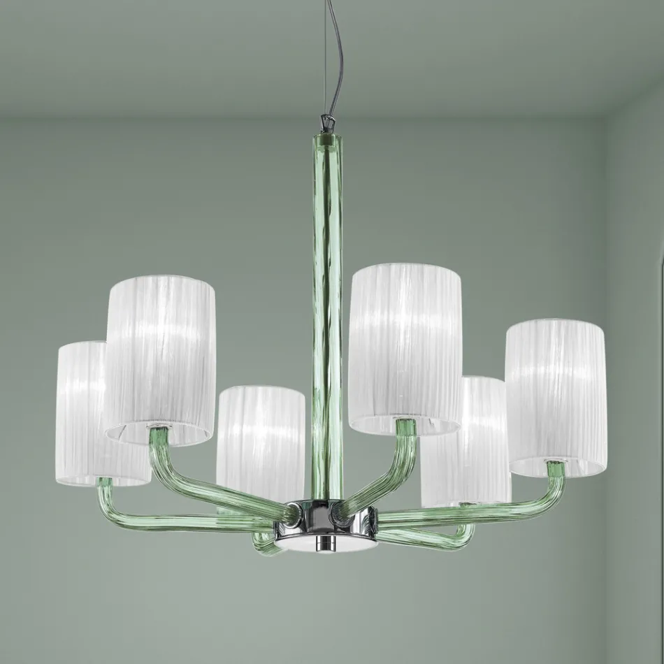 Lampadario in Vetro di Venezia e Metallo Fatto a Mano in Italia - Graham Viadurini