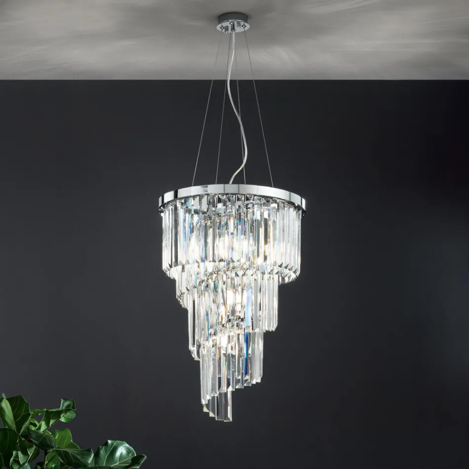 Lampadario Lusso Classico in Metallo Cromato e Cristallo Molato - Lambert Viadurini