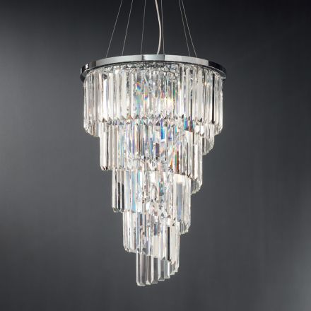 Lampadario Lusso Classico in Metallo Cromato e Cristallo Molato - Lambert Viadurini