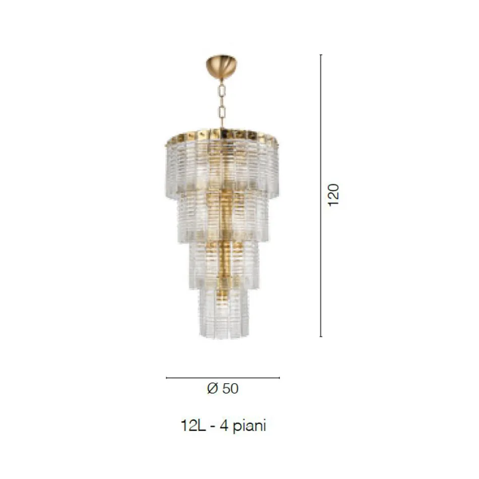 Lampadario Moderno 12 Luci in Vetro Artigianale Lusso Italiano - Valadier Viadurini