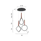 Lampadario Moderno con Forme Geometriche in Metallo e Ecopelle - Cipresso Viadurini