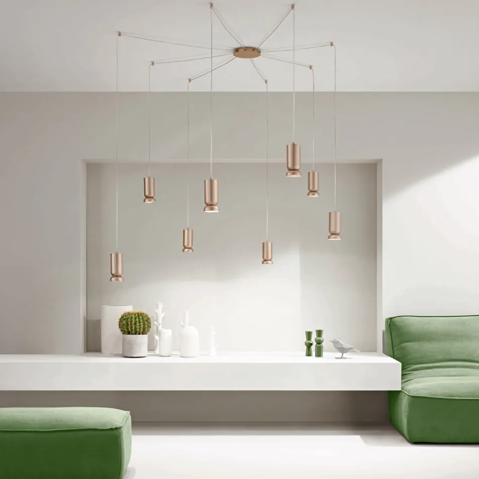 Lampadario Moderno in Alluminio Verniciato a Polvere e Cavo Regolabile - Buxus Viadurini