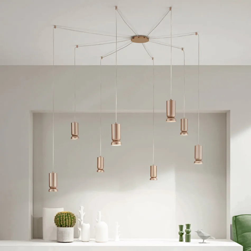 Lampadario Moderno in Alluminio Verniciato a Polvere e Cavo Regolabile - Buxus Viadurini