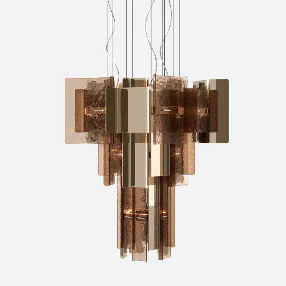 Lampadario Moderno in Vetro Fuso dal Design Elegante Made in Italy - Velis Viadurini