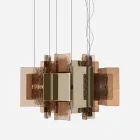Lampadario Moderno in Vetro Fuso dal Design Elegante Made in Italy - Velis Viadurini