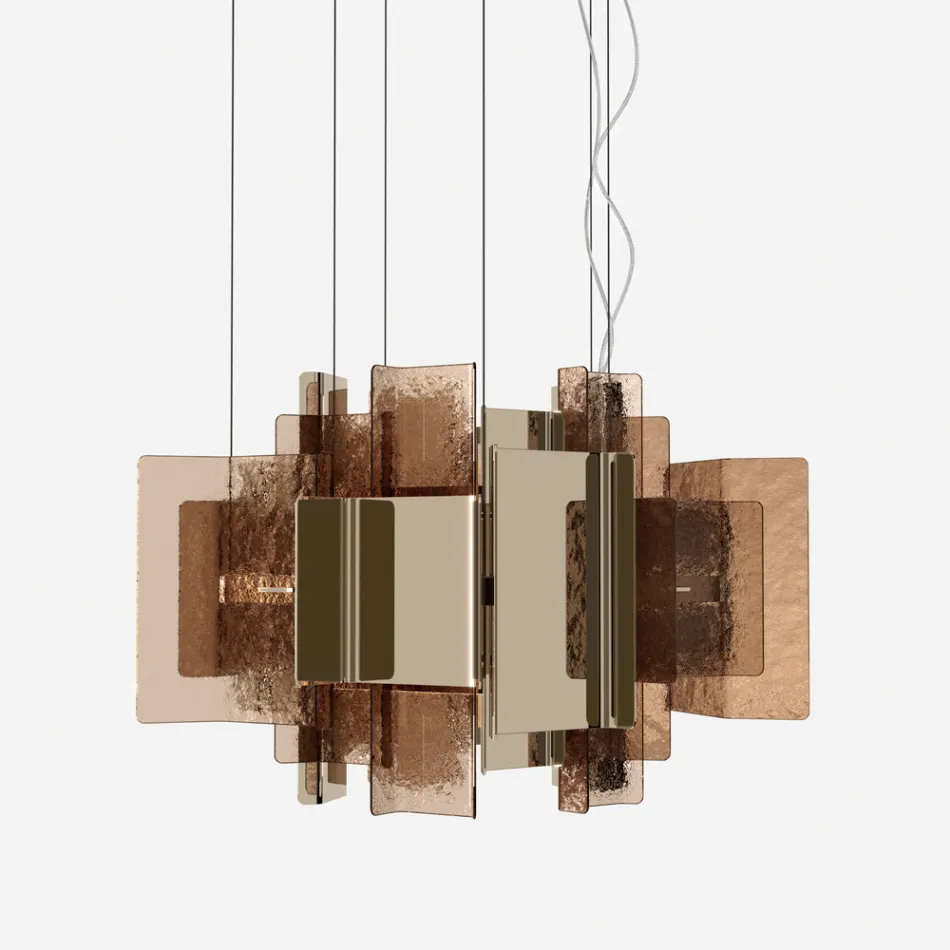 Lampadario Moderno in Vetro Fuso dal Design Elegante Made in Italy - Velis Viadurini